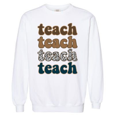 Teach Retro Gift For Teacher Garment-Dyed Sweatshirt