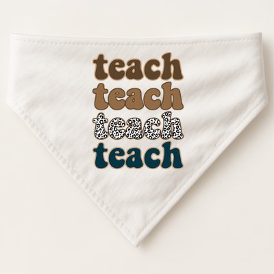Teach Retro Gift For Teacher USA-Made Doggie Bandana