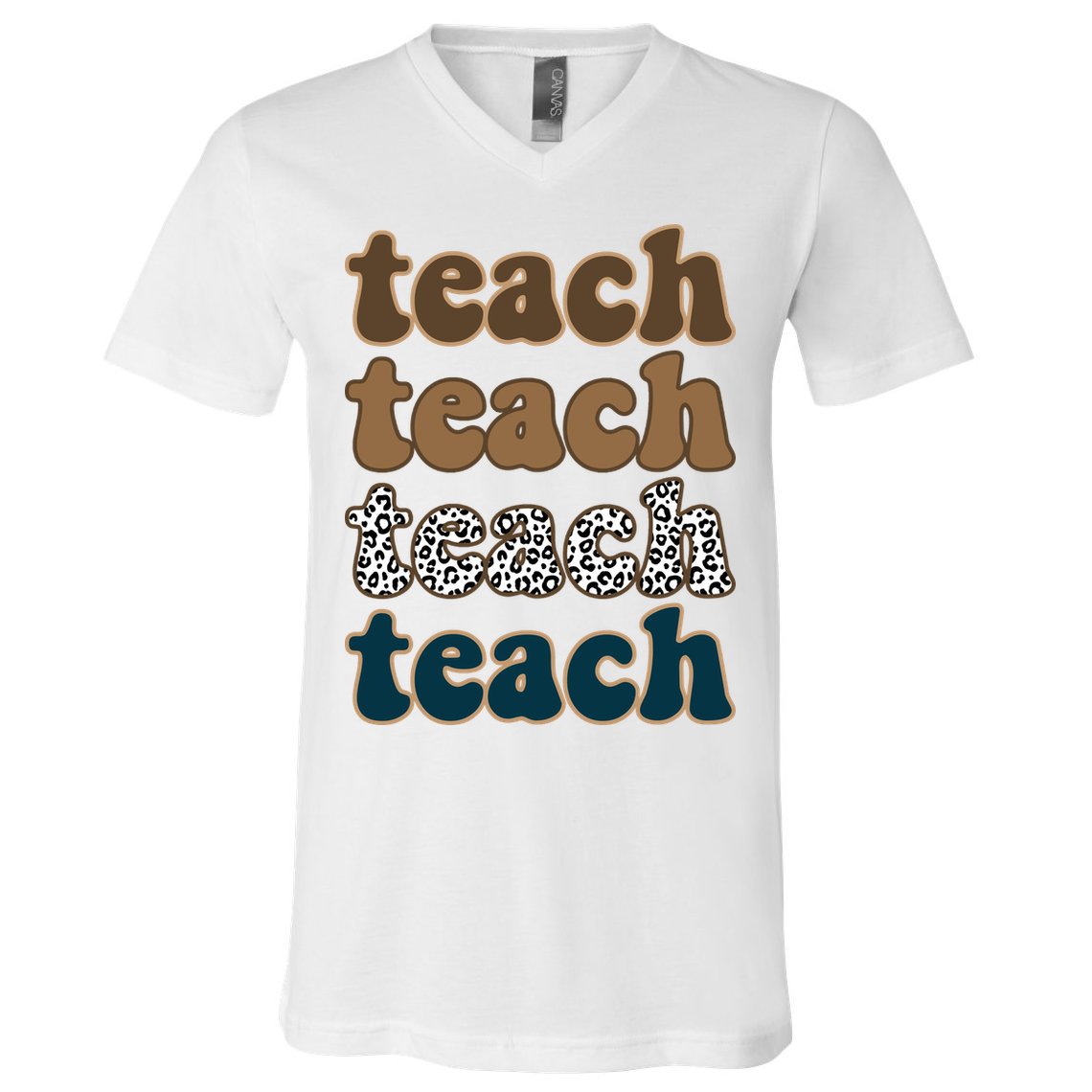 Teach Retro Gift For Teacher V-Neck T-Shirt