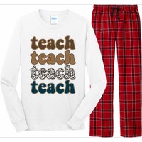 Teach Retro Gift For Teacher Long Sleeve Pajama Set