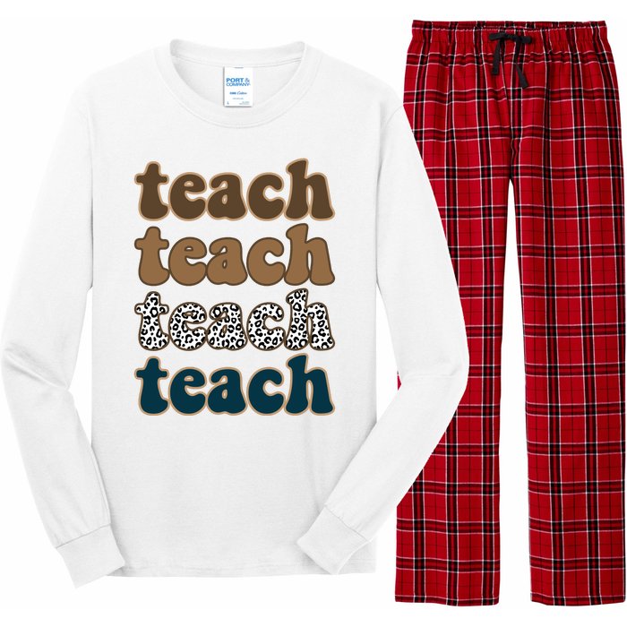 Teach Retro Gift For Teacher Long Sleeve Pajama Set