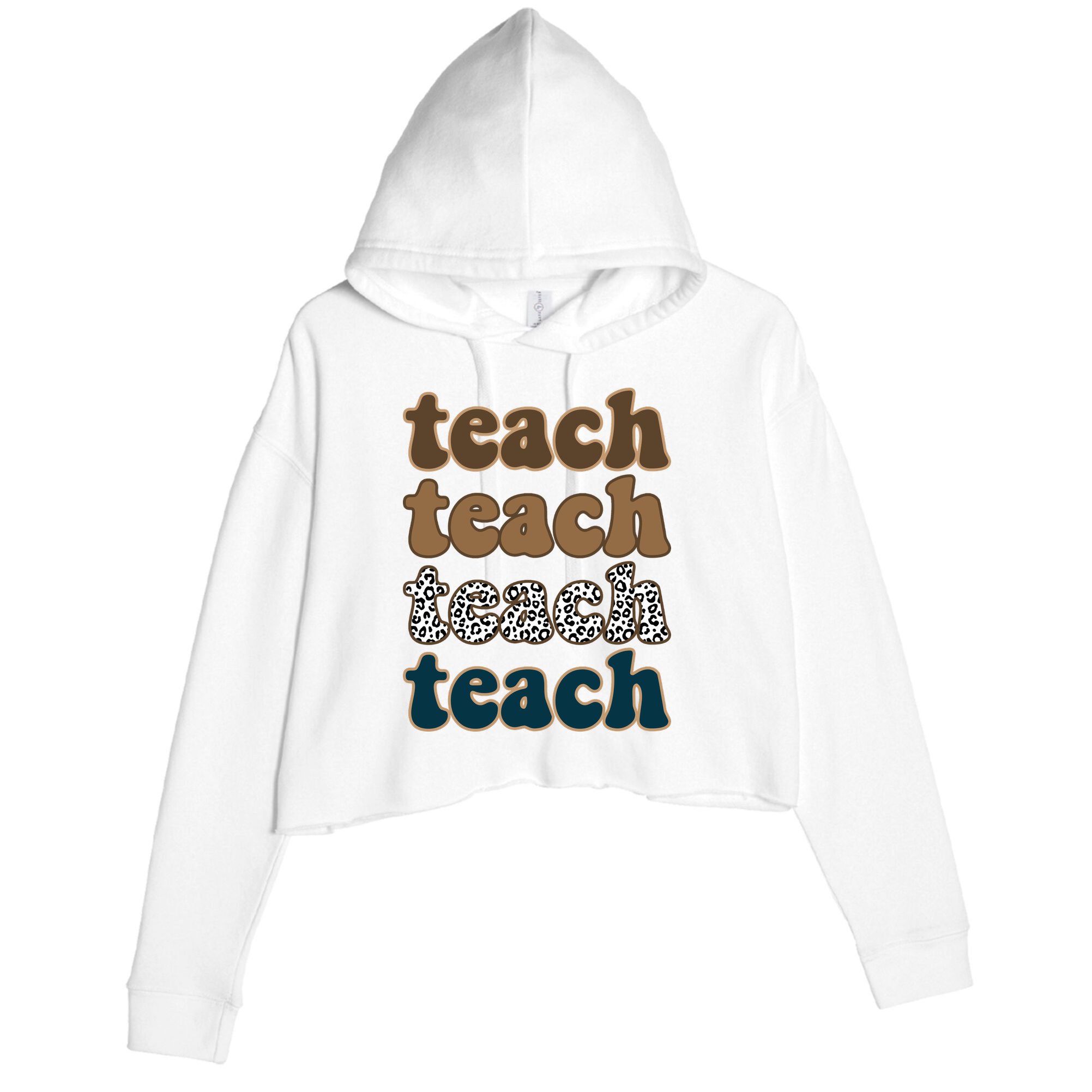 Teach Retro Gift For Teacher Crop Fleece Hoodie