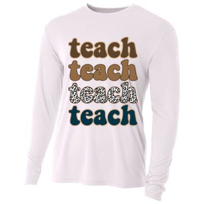 Teach Retro Gift For Teacher Cooling Performance Long Sleeve Crew
