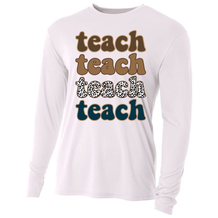 Teach Retro Gift For Teacher Cooling Performance Long Sleeve Crew