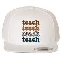 Teach Retro Gift For Teacher Wool Snapback Cap