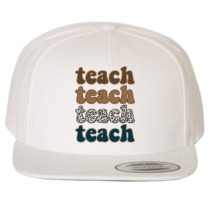 Teach Retro Gift For Teacher Wool Snapback Cap