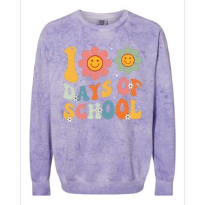 Teacher Retro Groovy 100 Days Happy 100th Day Of School Colorblast Crewneck Sweatshirt