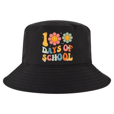 Teacher Retro Groovy 100 Days Happy 100th Day Of School Cool Comfort Performance Bucket Hat