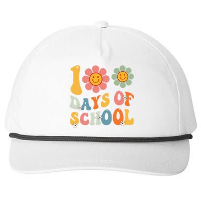 Teacher Retro Groovy 100 Days Happy 100th Day Of School Snapback Five-Panel Rope Hat