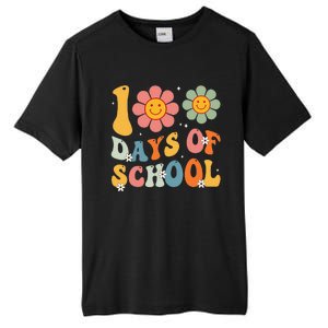 Teacher Retro Groovy 100 Days Happy 100th Day Of School Tall Fusion ChromaSoft Performance T-Shirt