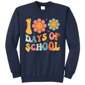 Teacher Retro Groovy 100 Days Happy 100th Day Of School Sweatshirt