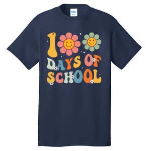 Teacher Retro Groovy 100 Days Happy 100th Day Of School Tall T-Shirt