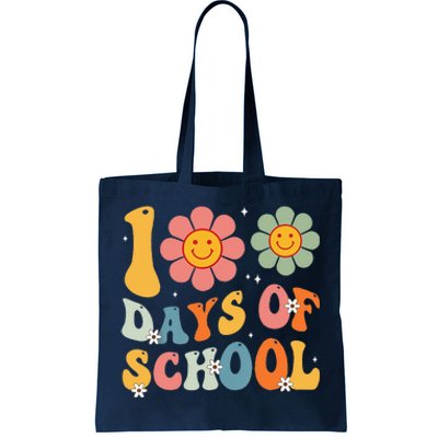 Teacher Retro Groovy 100 Days Happy 100th Day Of School Tote Bag