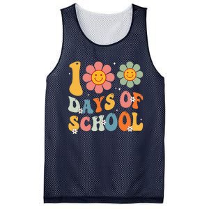 Teacher Retro Groovy 100 Days Happy 100th Day Of School Mesh Reversible Basketball Jersey Tank