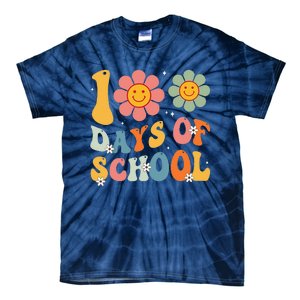 Teacher Retro Groovy 100 Days Happy 100th Day Of School Tie-Dye T-Shirt