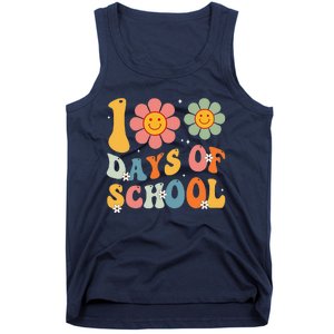 Teacher Retro Groovy 100 Days Happy 100th Day Of School Tank Top