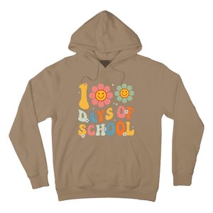 Teacher Retro Groovy 100 Days Happy 100th Day Of School Hoodie