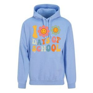 Teacher Retro Groovy 100 Days Happy 100th Day Of School Unisex Surf Hoodie