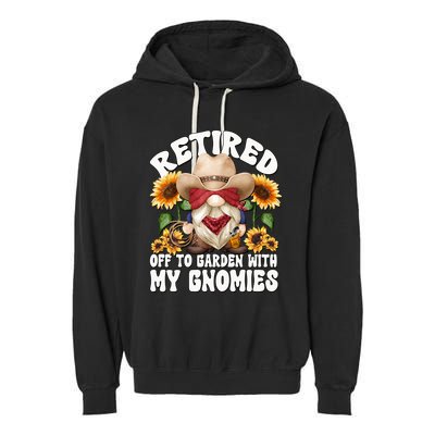 Texas Retiret Gnome Dad For Cow Lover Retired Grandpa Gift Garment-Dyed Fleece Hoodie