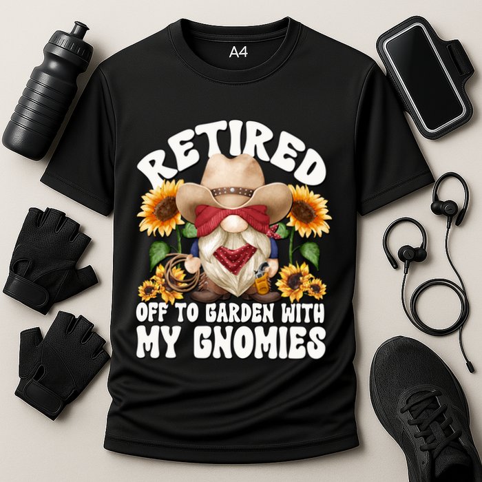 Texas Retiret Gnome Dad For Cow Lover Retired Grandpa Gift Cooling Performance Crew T-Shirt