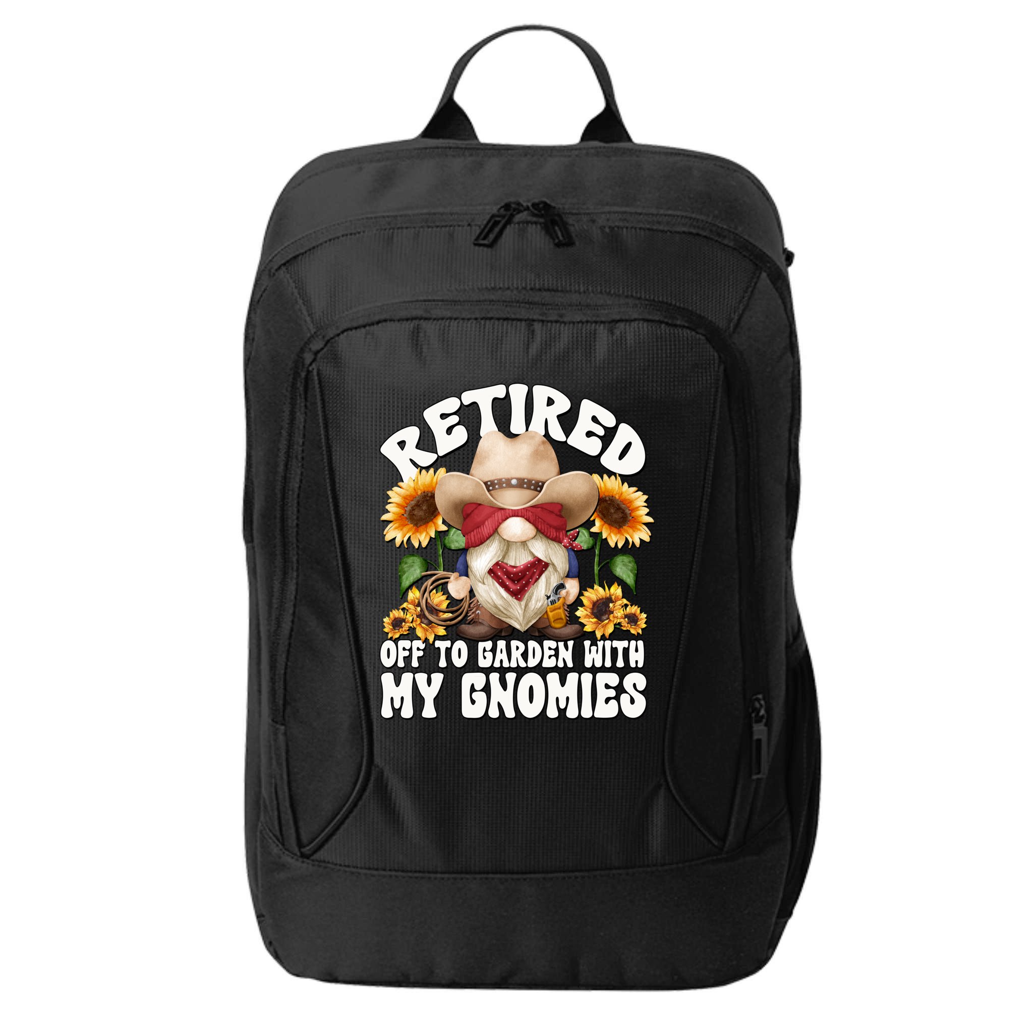 Texas Retiret Gnome Dad For Cow Lover Retired Grandpa Gift City Backpack