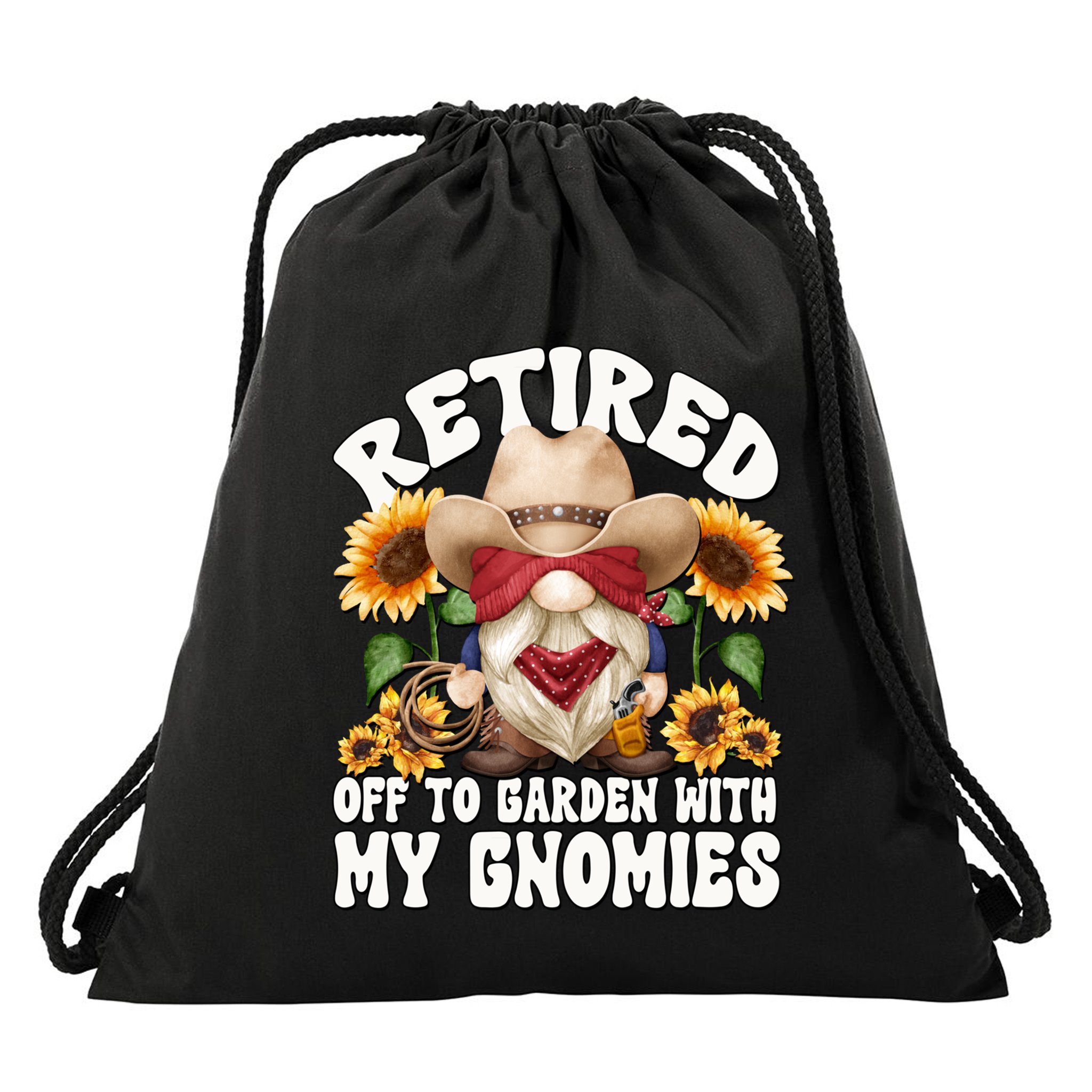 Texas Retiret Gnome Dad For Cow Lover Retired Grandpa Gift Drawstring Bag