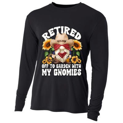 Texas Retiret Gnome Dad For Cow Lover Retired Grandpa Gift Cooling Performance Long Sleeve Crew