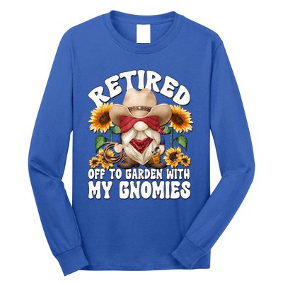 Texas Retiret Gnome Dad For Cow Lover Retired Grandpa Gift Long Sleeve Shirt