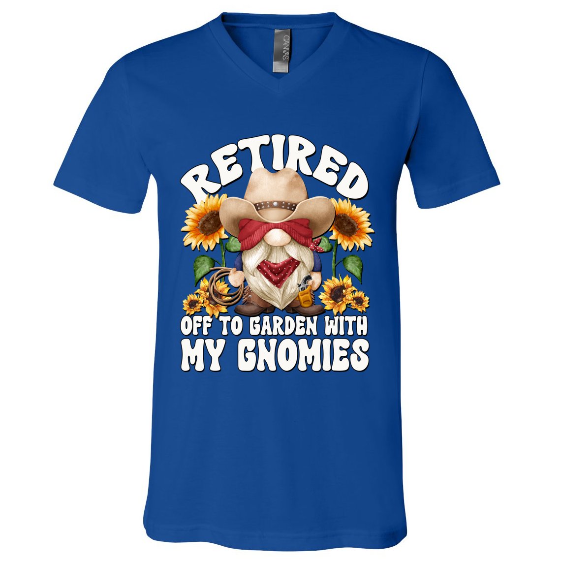Texas Retiret Gnome Dad For Cow Lover Retired Grandpa Gift V-Neck T-Shirt