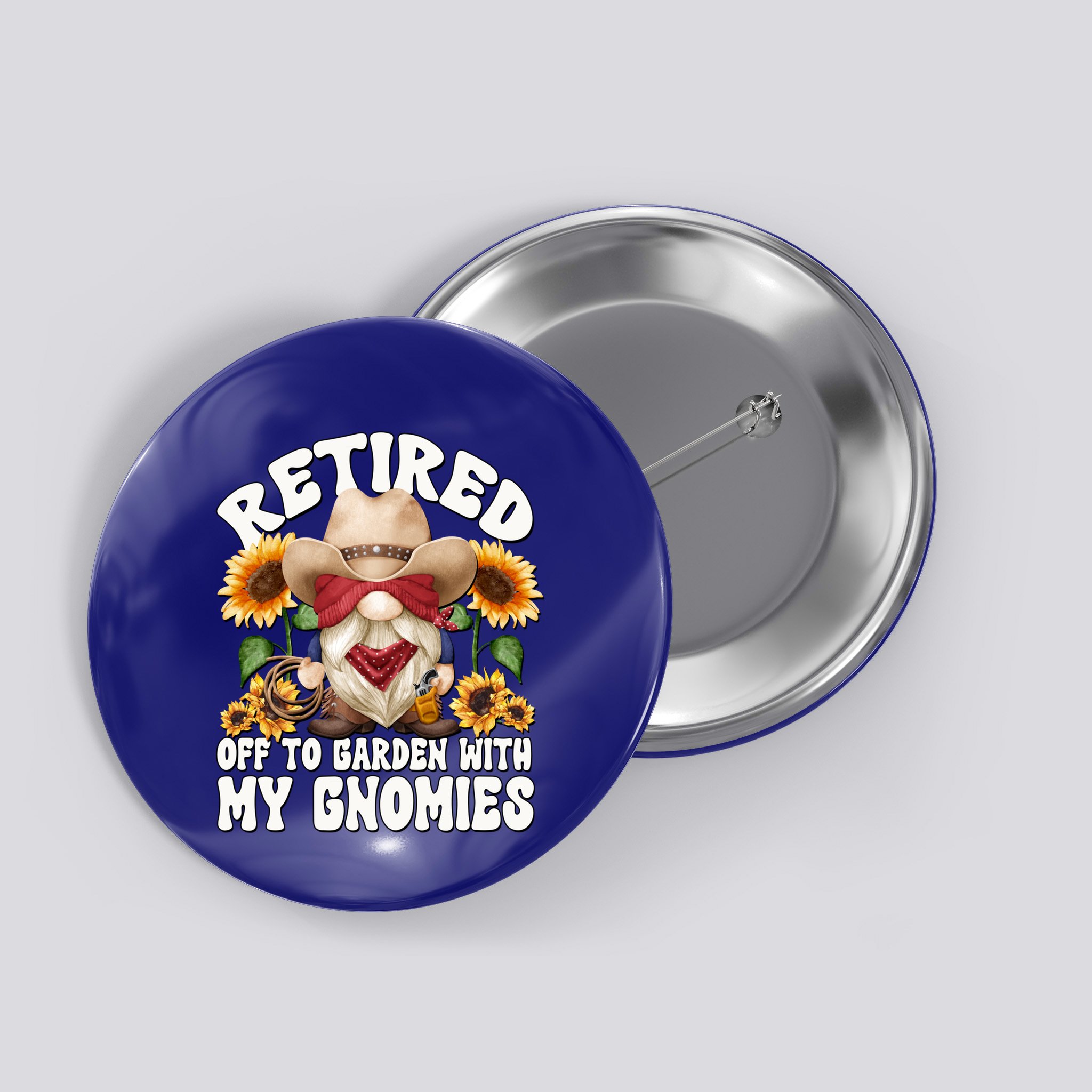 Texas Retiret Gnome Dad For Cow Lover Retired Grandpa Gift Button