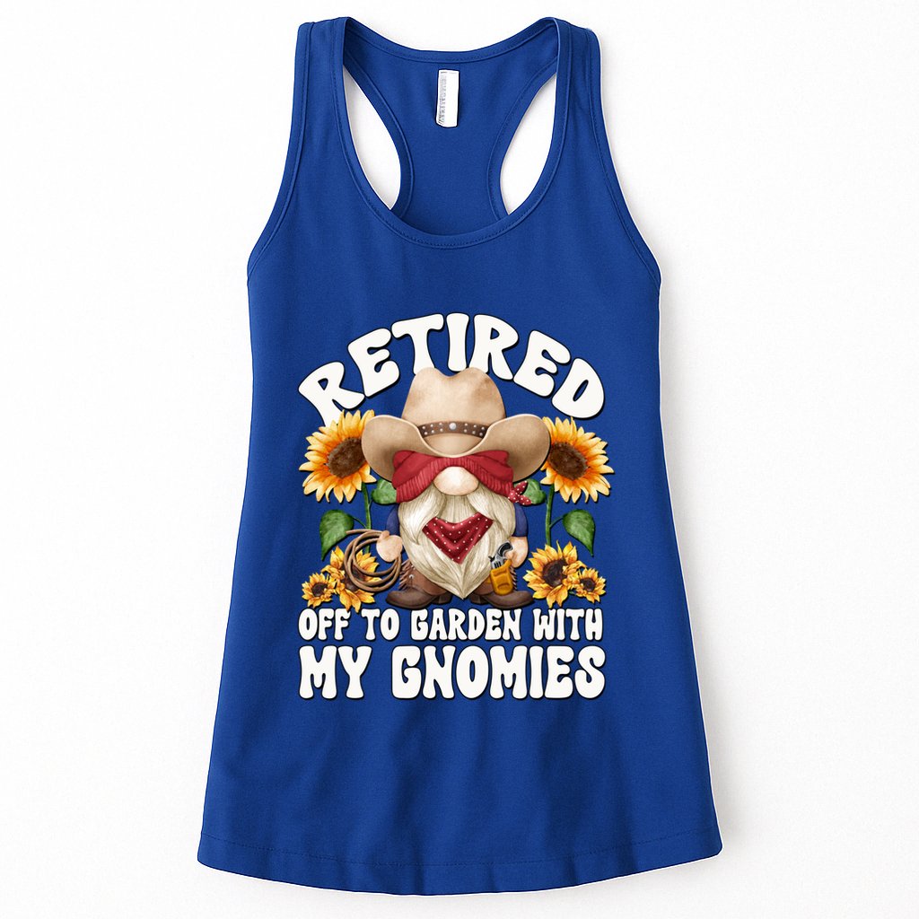 Texas Retiret Gnome Dad For Cow Lover Retired Grandpa Gift Womens Tank Top