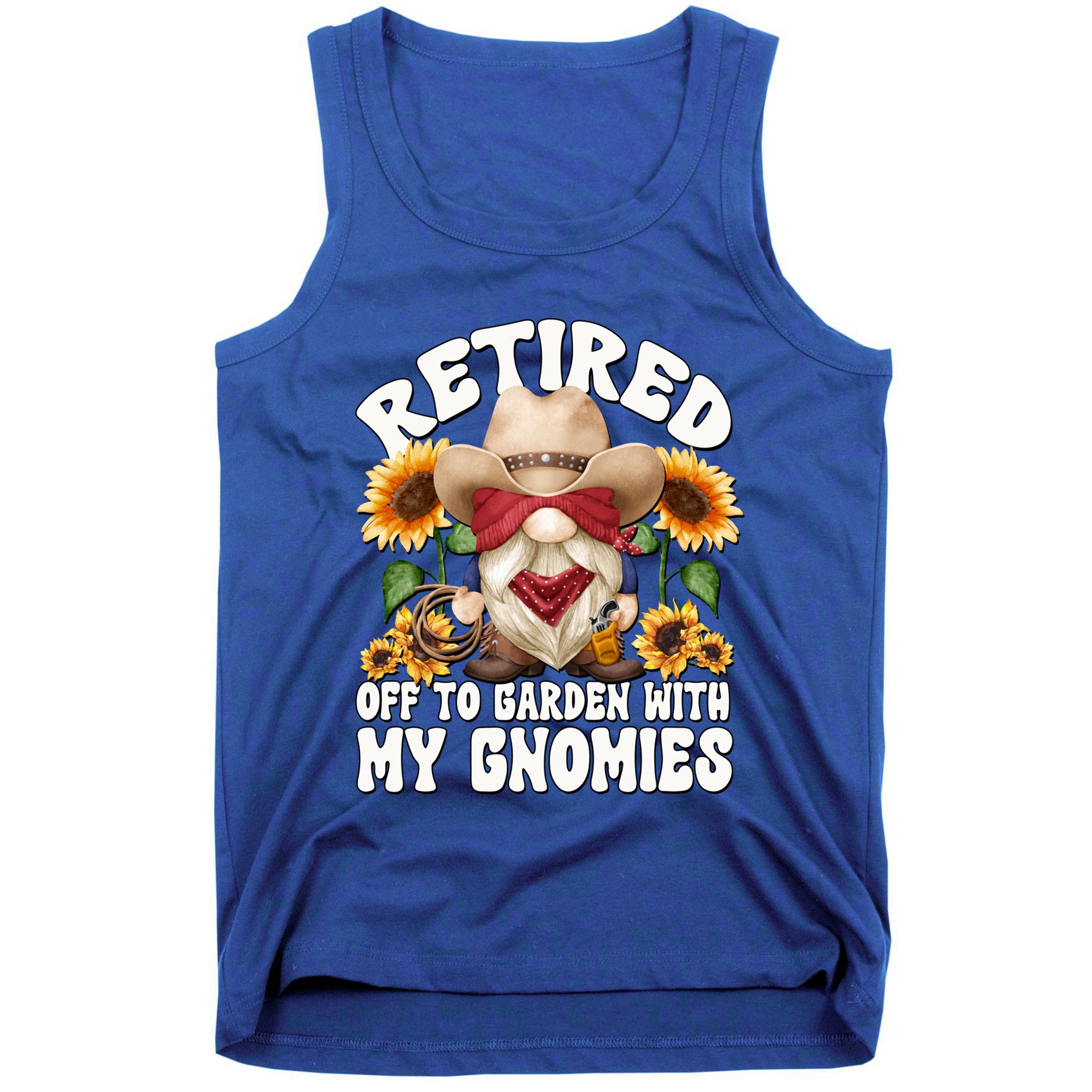 Texas Retiret Gnome Dad For Cow Lover Retired Grandpa Gift Tank Top