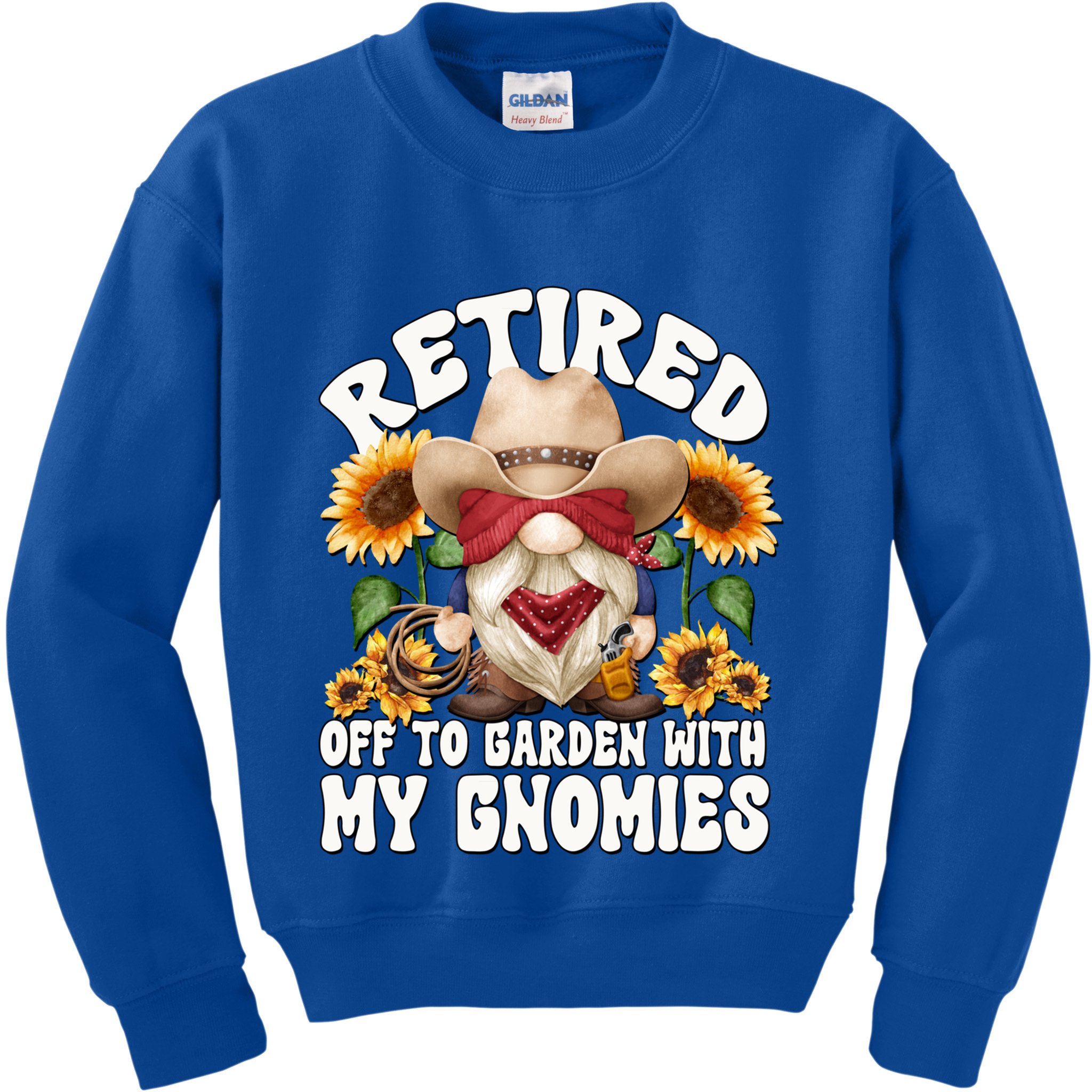 Texas Retiret Gnome Dad For Cow Lover Retired Grandpa Gift Kids Sweatshirt