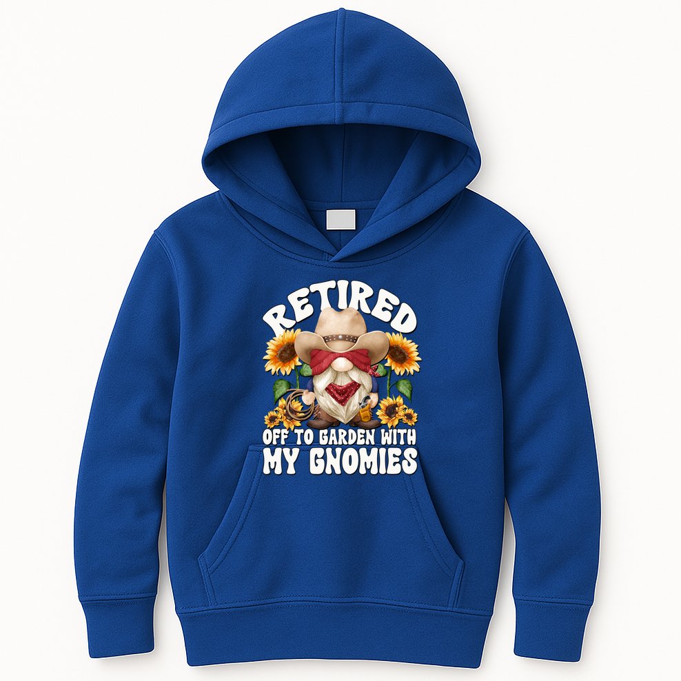 Texas Retiret Gnome Dad For Cow Lover Retired Grandpa Gift Kids Hoodie