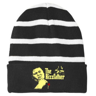 The Rizzler Godfather Funny Meme Striped Beanie with Solid Band