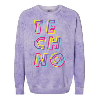 Techno Rave Gabber Gift Dj Edm Clubbing Raver Gift Colorblast Crewneck Sweatshirt