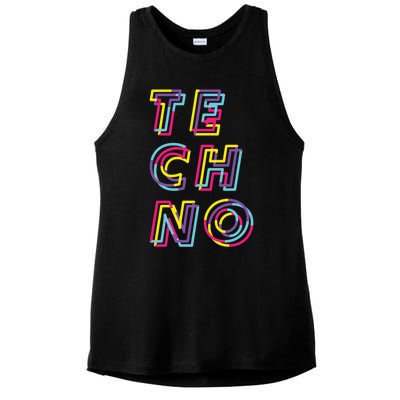 Techno Rave Gabber Gift Dj Edm Clubbing Raver Gift Ladies PosiCharge Tri-Blend Wicking Tank