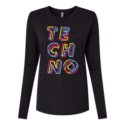 Techno Rave Gabber Gift Dj Edm Clubbing Raver Gift Womens Cotton Relaxed Long Sleeve T-Shirt