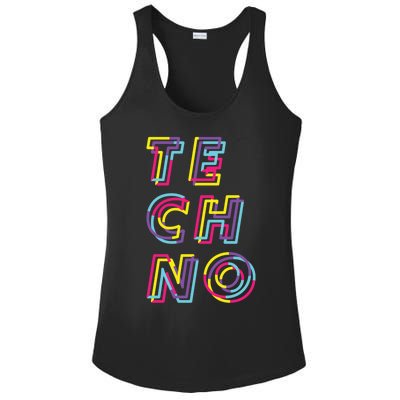 Techno Rave Gabber Gift Dj Edm Clubbing Raver Gift Ladies PosiCharge Competitor Racerback Tank