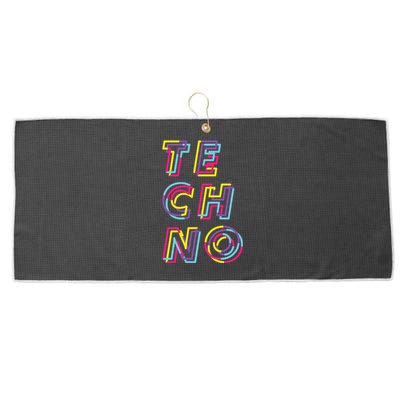 Techno Rave Gabber Gift Dj Edm Clubbing Raver Gift Large Microfiber Waffle Golf Towel