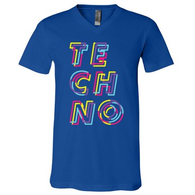 Techno Rave Gabber Gift Dj Edm Clubbing Raver Gift V-Neck T-Shirt