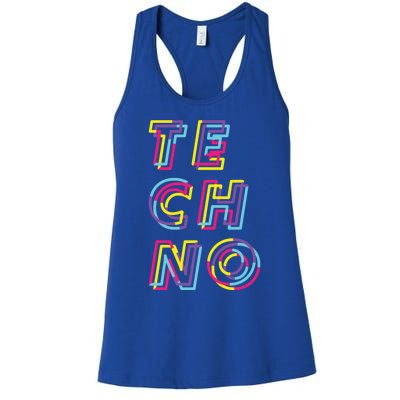 Techno Rave Gabber Gift Dj Edm Clubbing Raver Gift Women's Racerback Tank