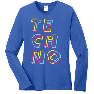 Techno Rave Gabber Gift Dj Edm Clubbing Raver Gift Ladies Long Sleeve Shirt