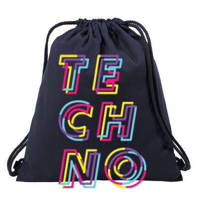 Techno Rave Gabber Gift Dj Edm Clubbing Raver Gift Drawstring Bag