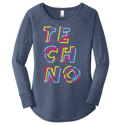 Techno Rave Gabber Gift Dj Edm Clubbing Raver Gift Women's Perfect Tri Tunic Long Sleeve Shirt