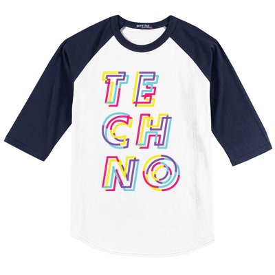 Techno Rave Gabber Gift Dj Edm Clubbing Raver Gift Baseball Sleeve Shirt