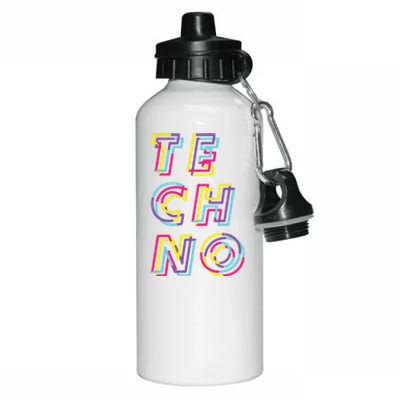 Techno Rave Gabber Gift Dj Edm Clubbing Raver Gift Aluminum Water Bottle