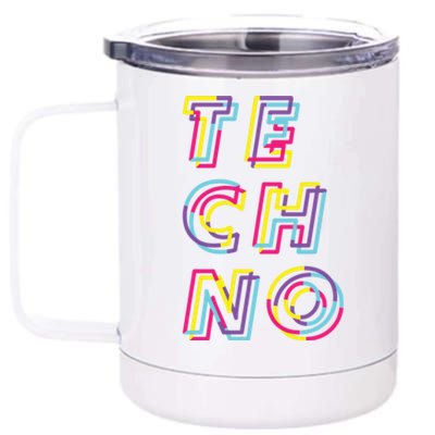 Techno Rave Gabber Gift Dj Edm Clubbing Raver Gift 12 oz Stainless Steel Tumbler Cup