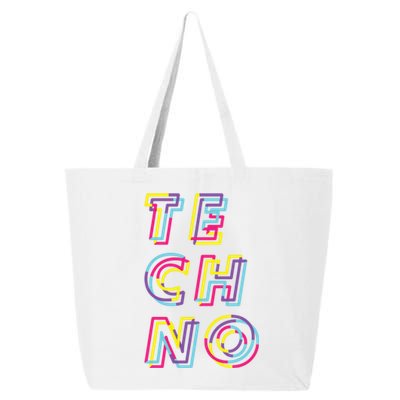 Techno Rave Gabber Gift Dj Edm Clubbing Raver Gift 25L Jumbo Tote