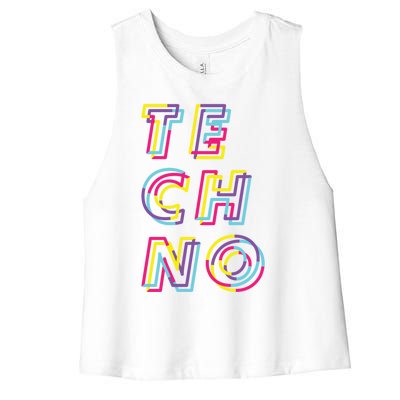 Techno Rave Gabber Gift Dj Edm Clubbing Raver Gift Women's Racerback Cropped Tank